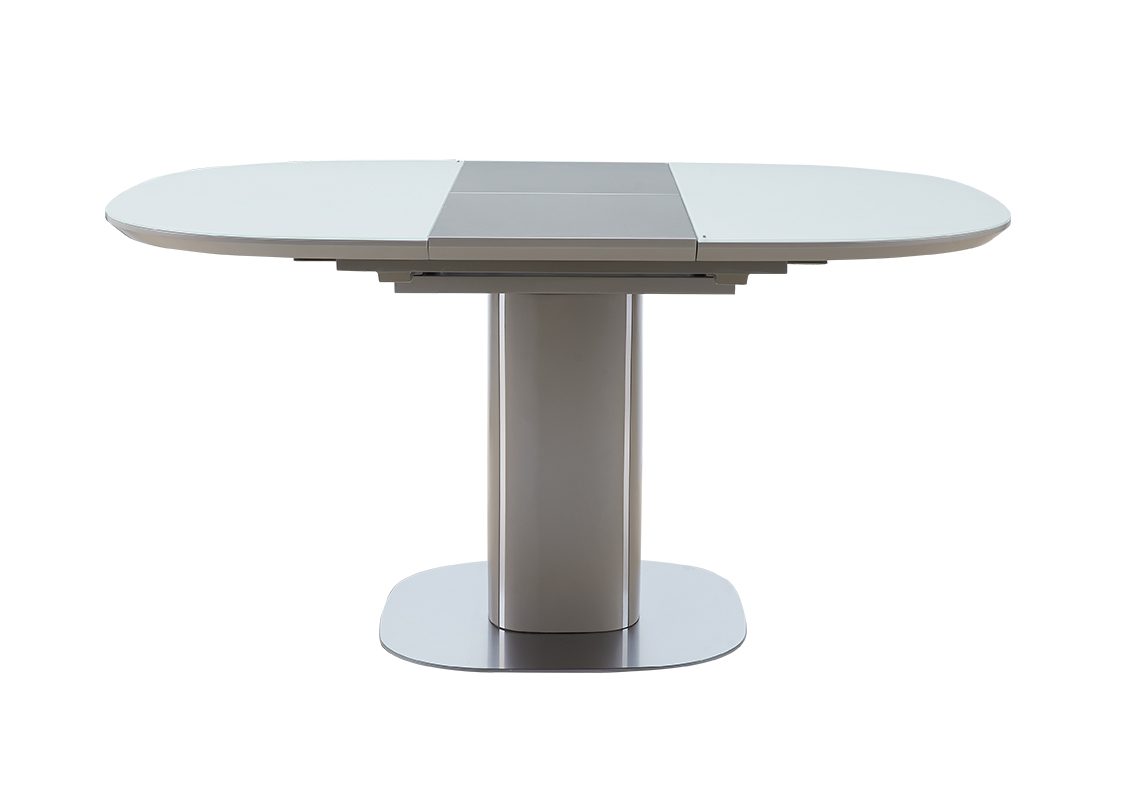 стол обеденный раздвижной со стеклом на одной ножке