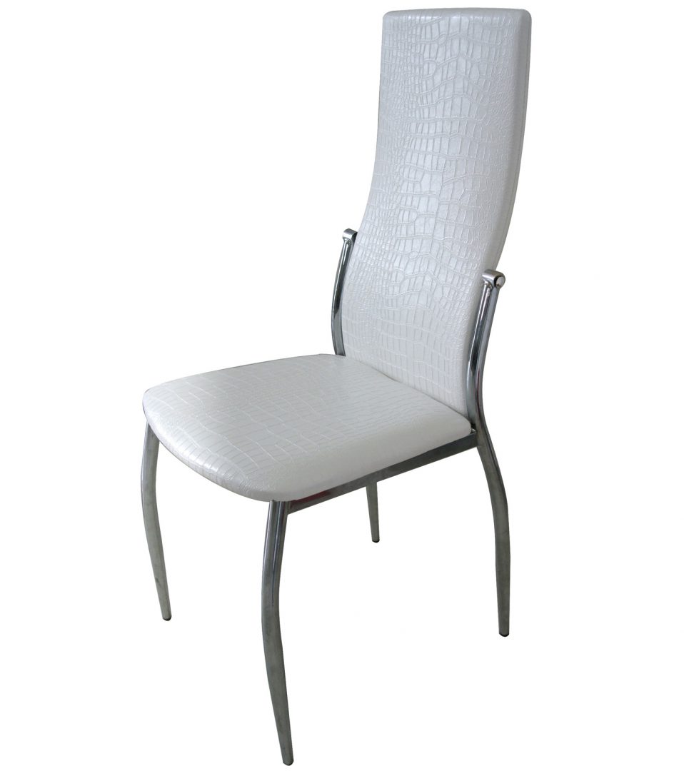 белый стул с серой обивкой