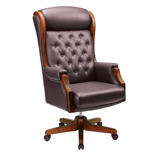 Кресло для руководителя verona черное кожа темный орех